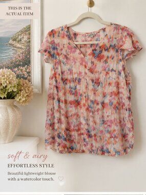 Romantic Coastal Soft Airy Watercolor Nanette Lepore Top Large